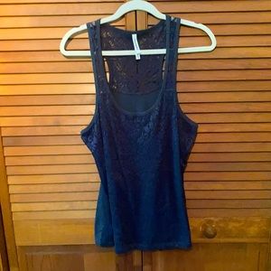 Aeropostale dark gray tank sz XL. Lace layer over poly/nylon, lacy upper back